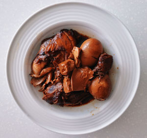 High angle view of meal served in plate