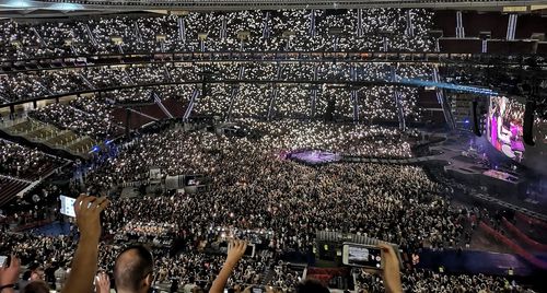 High angle view of crowd at music concert