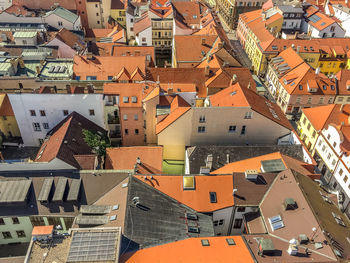 High angle view of buildings in city