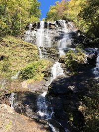 View of waterfall in forest