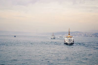 Boat sailing in sea