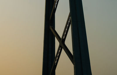 Low angle view of silhouette bridge against sky during sunset