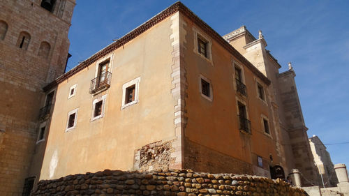 Low angle view of old building against sky