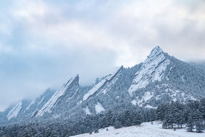 Snowcapped mountains against sky