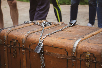 Low section of man with suitcase