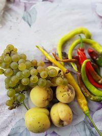 High angle view of fruits on table