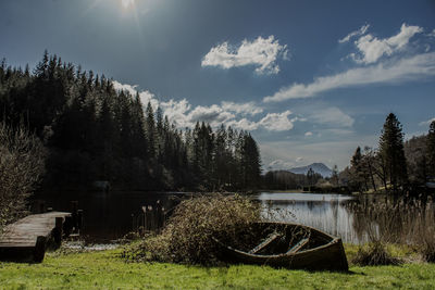 Scenic view of lake against sky