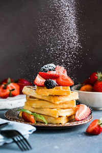 Close-up of dessert in plate on table