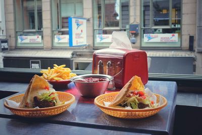 Close-up of food on table in restaurant