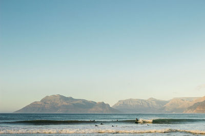 Scenic view of sea against clear sky