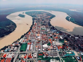 Aerial view of buildings in city