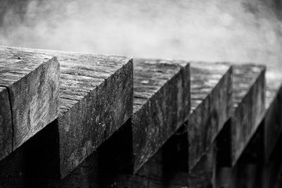 Close-up of wood against sky