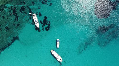 High angle view of boat in sea