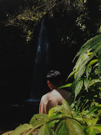 View waterfall in lombok 