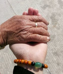 Close-up of man with hand