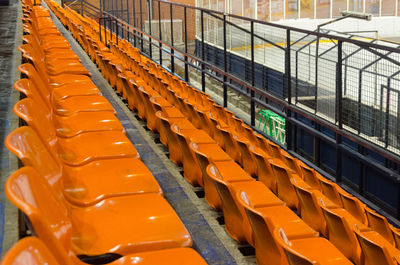 Close-up of seats in row