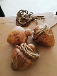 High angle view of bread on table