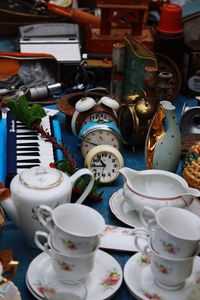 Full frame shot of containers on table