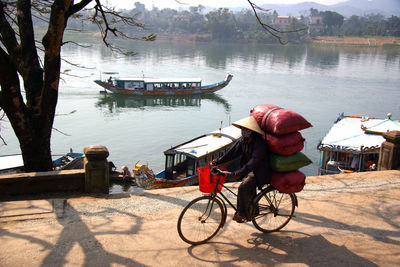 Bicycle on riverbank