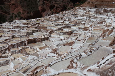 High angle view of saline um peru