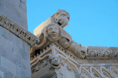 Low angle view of old building against clear sky