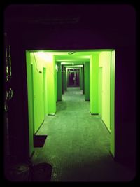 Empty illuminated walkway