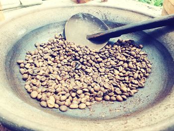 High angle view of coffee in container