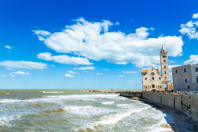 Scenic view of sea against cloudy sky