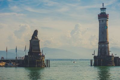 View of lighthouse in sea