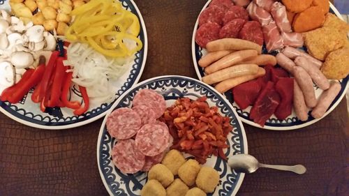 High angle view of food in plate