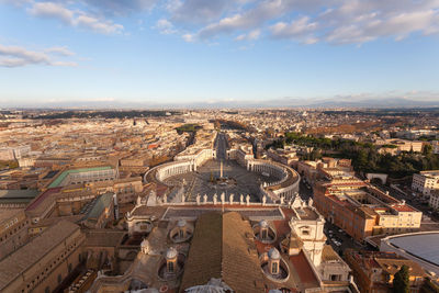 High angle view of buildings in city