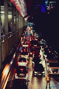 Traffic on road at night