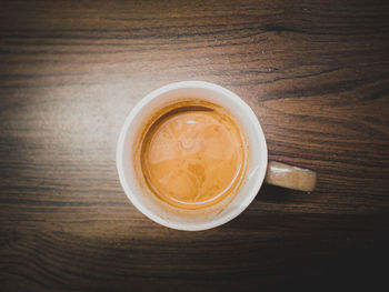 High angle view of coffee on table