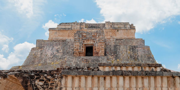 Low angle view of old building against sky