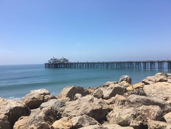 Scenic view of sea against clear sky