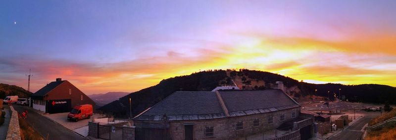 Sunset over mountain range