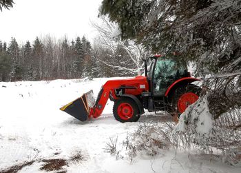 Snow on field during winter