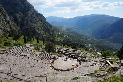 High angle view of ruins of mountains