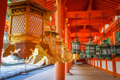 Illuminated lanterns in building