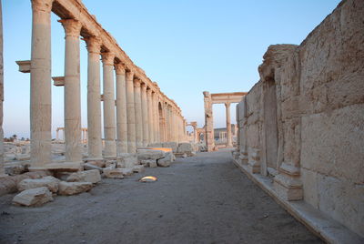 Ancient columns against clear sky