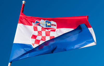 National flag of croatia on blue sky background.