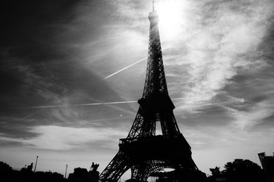 Low angle view of eiffel tower against the sky