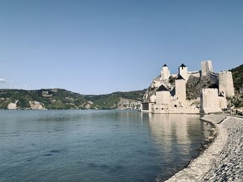 View of fort against clear blue sky