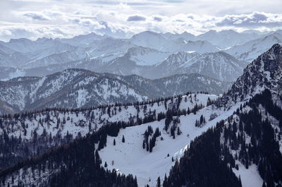 Panoramic snowcapped mountain view