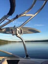 Boat in lake against sky