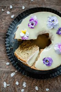 High angle view of cake