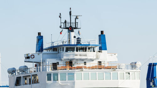 Ferry ship stops at the port ready for boarding in messina in sicily