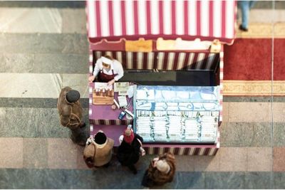 High angle view of toy on table