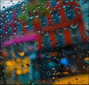 Close-up of raindrops on window