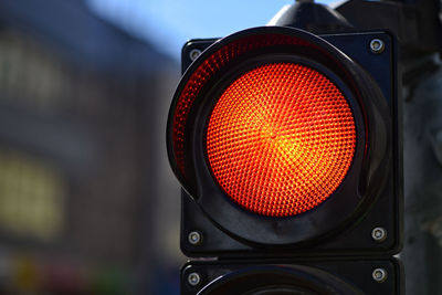 Close-up of illuminated red light